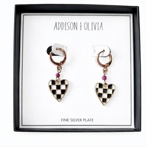 Addison & Olivia Gold Heart Silver Plated Earrings Huggie Hoops